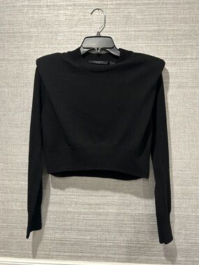 AllSaints Black Cropped Crewneck Sweater